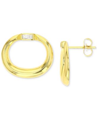 Macy's - Cubic Zirconia Open Oval Stud Earrings in 14k Gold-Plated Sterling Silver