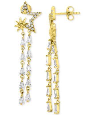 Macy's - Cubic Zirconia Star Dangle Drop Earrings in 14k Gold-Plated Sterling Silver