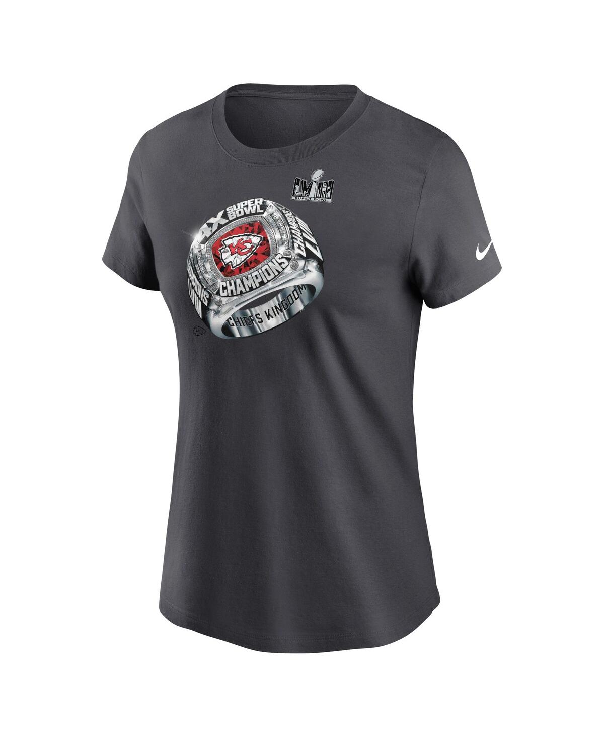 Women's NikeKansas City Chiefs Four-Time Super Bowl Champions T-shirt - Anthracite