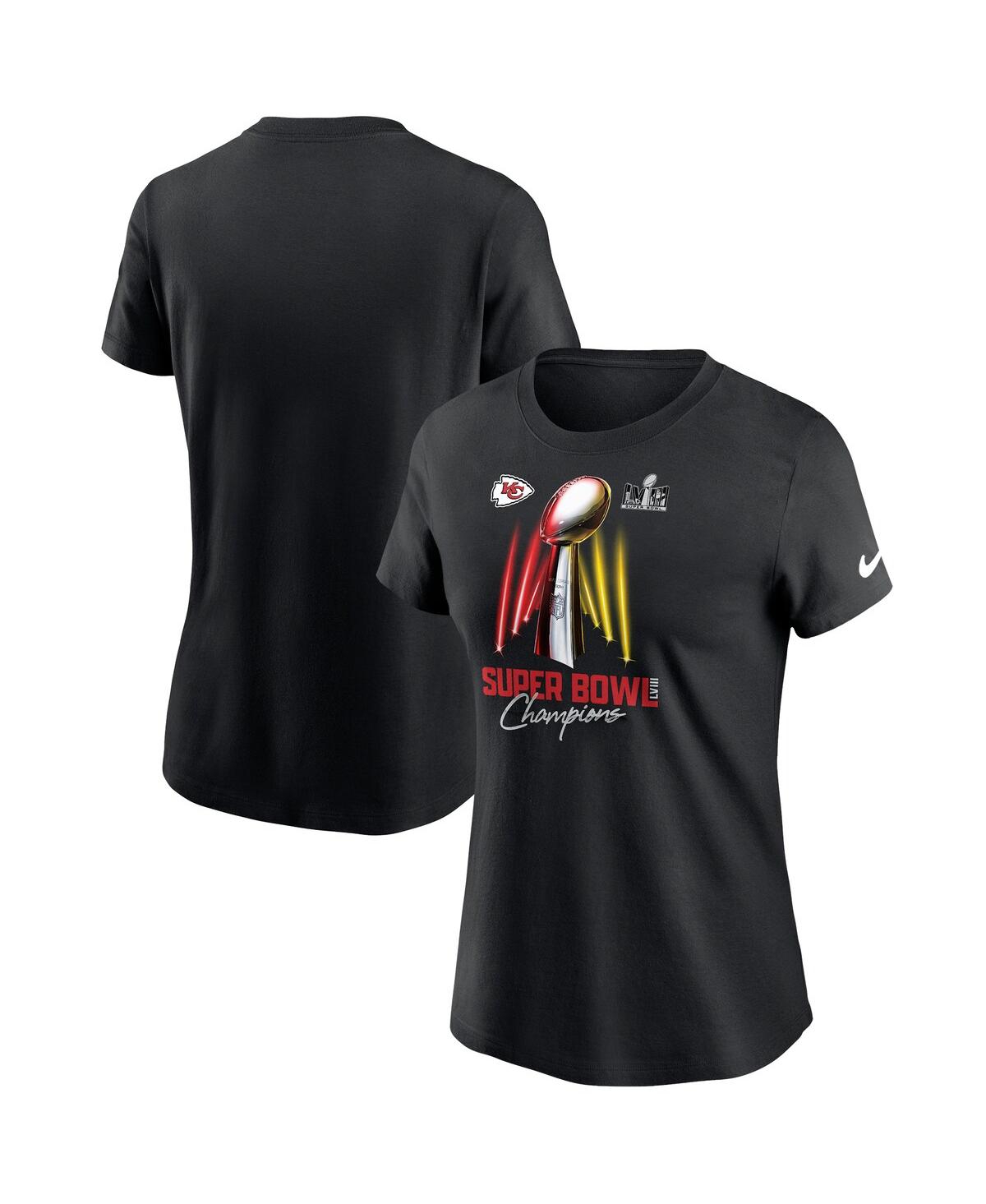 Shop Nike Women's  Black Kansas City Chiefs Super Bowl Lviii Champions Lombardi Trophy T-shirt