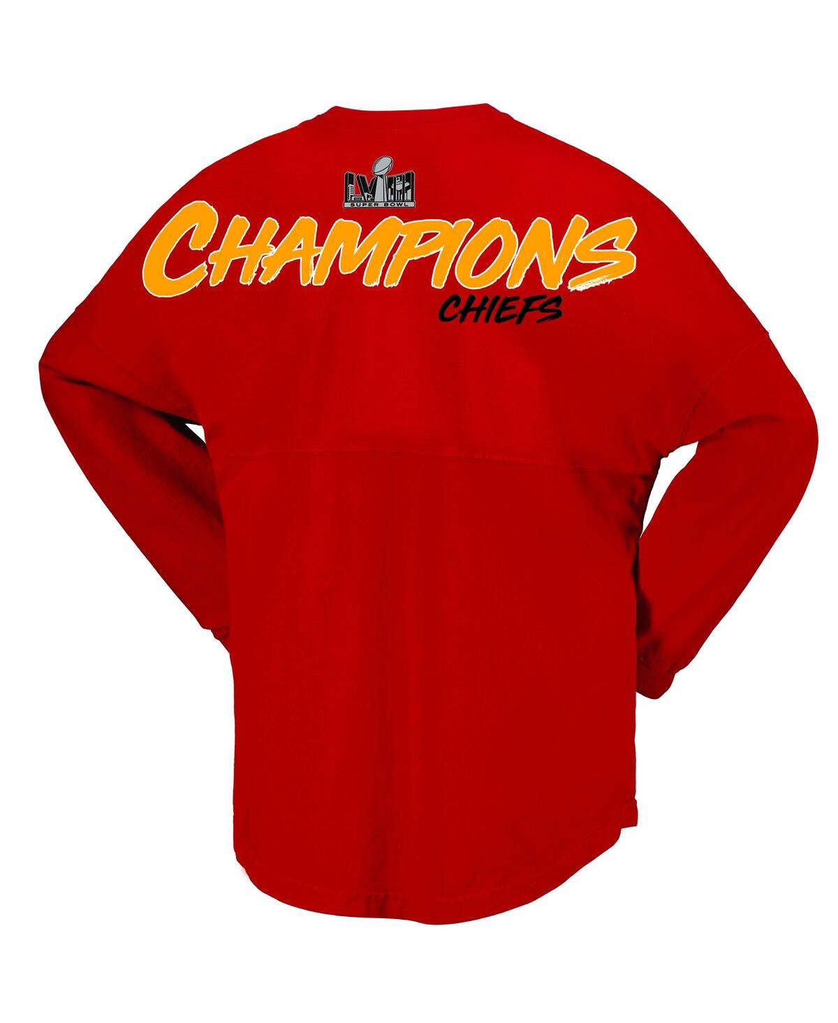 Women's FanaticsKansas City Chiefs Super Bowl Lviii Champions Lace-Up Long Sleeve Jersey T-shirt - Red