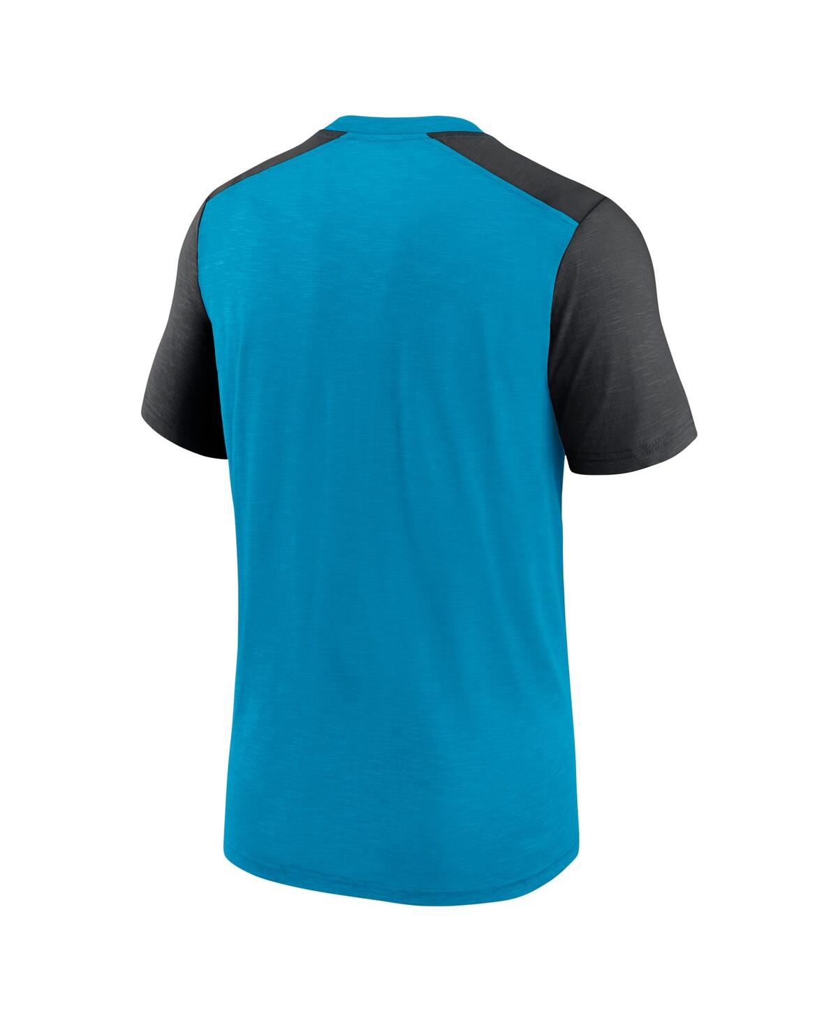Men's Nike Heathered Black Carolina Panthers Color Block Team Name T-shirt - Heathered Black