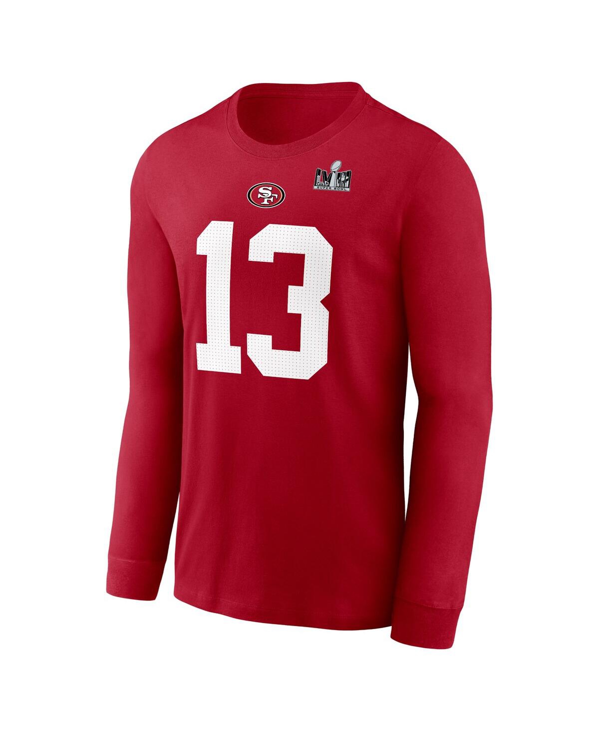Men's Nike Brock PurdySan Francisco 49ers Super Bowl Lviii Patch Player Name and Number Long Sleeve T-shirt - Scarlet