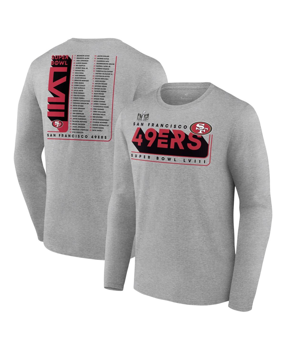Shop Fanatics Men's  Heather Gray San Francisco 49ers Super Bowl Lviii Two-side Roster Big And Tall Long S