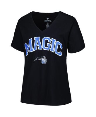 Women's Black Orlando Magic Plus Size Arch Over Logo V-Neck T-shirt
