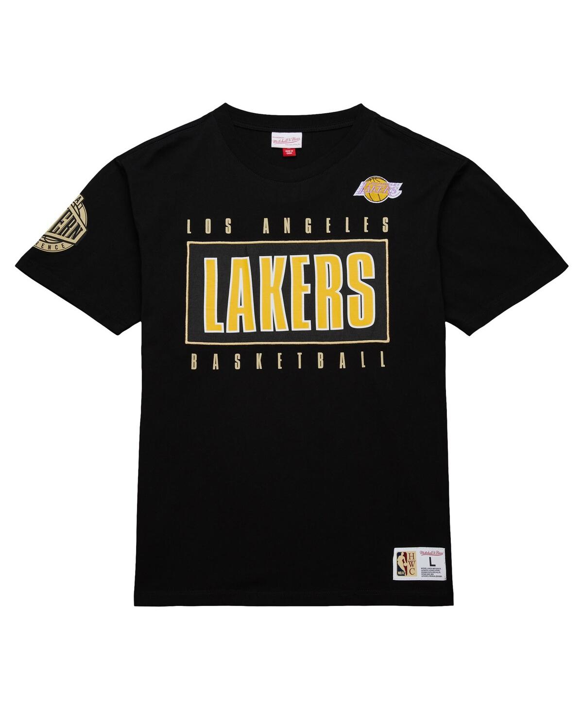 Men's Mitchell & NessDistressed Los Angeles Lakers Hardwood Classics Team Og 2.0 Premium Vintage-Like Logo T-shirt - Black