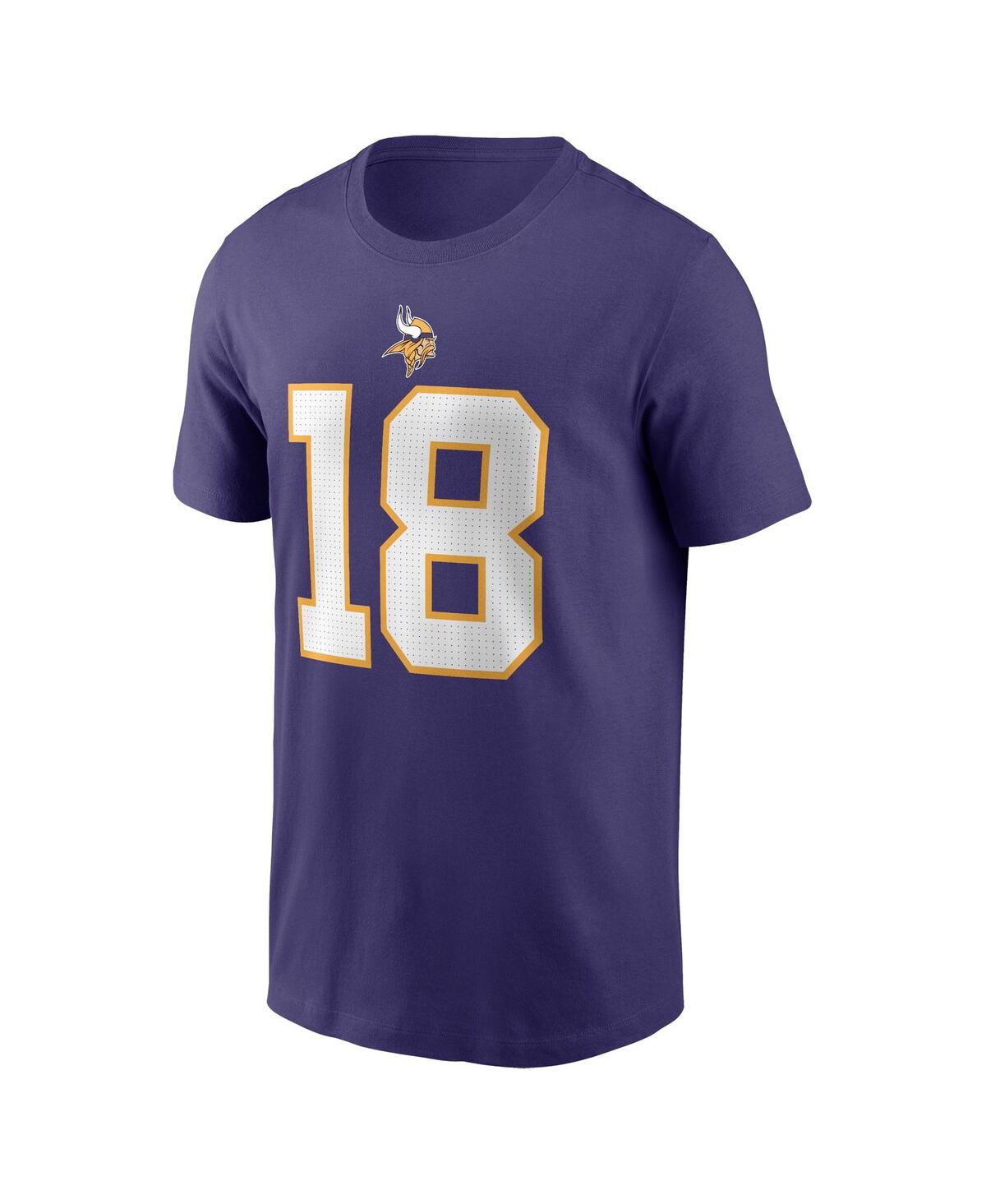 Shop Nike Men's  Justin Jefferson Purple Minnesota Vikings Classic Player Name And Number T-shirt