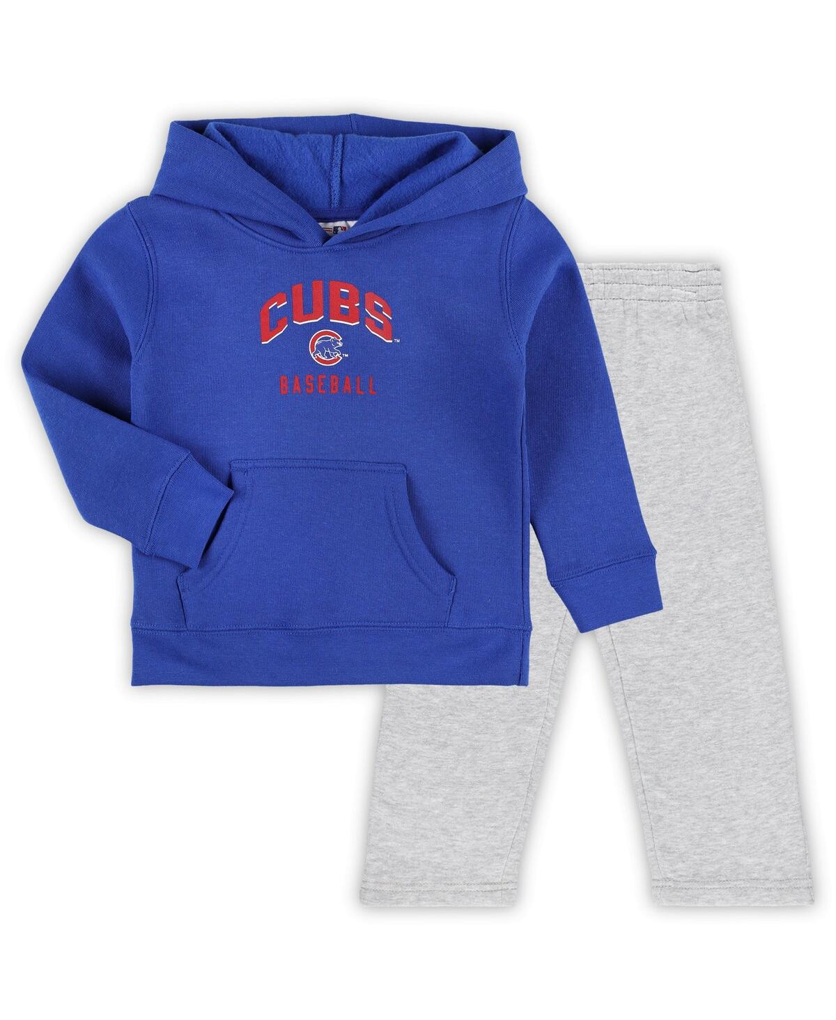 Outerstuff Toddler Boys And Girls Royal, Gray Chicago Cubs Play-by-play Pullover Fleece Hoodie And Pants Set In Royal,gray