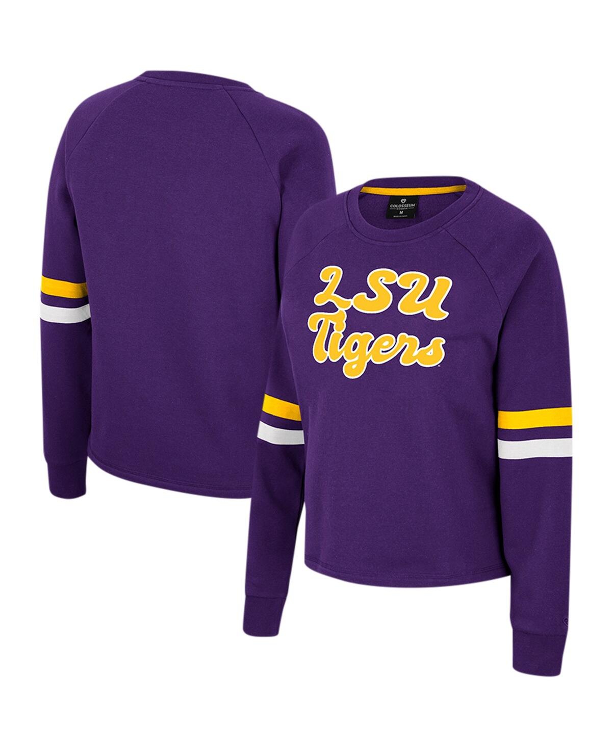 Shop Colosseum Women's  Purple Lsu Tigers Talent Competition Raglan Pullover Sweatshirt