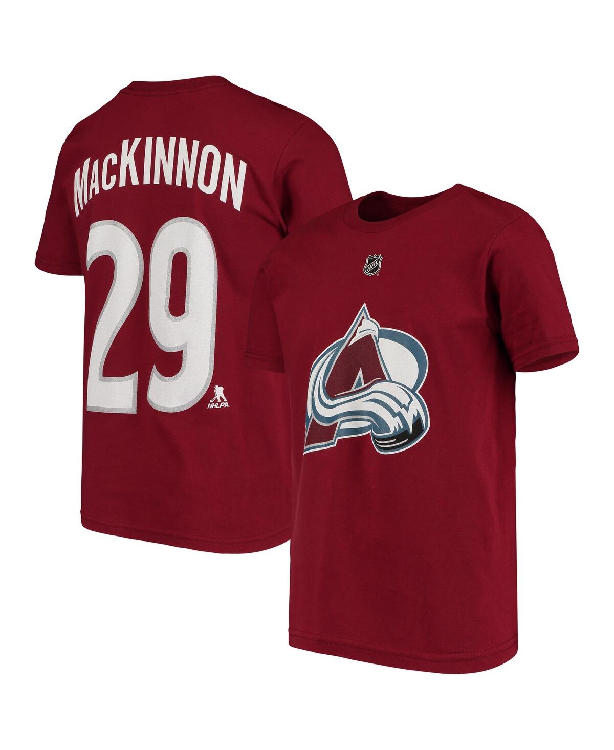 Shop Outerstuff Big Boys Nathan Mackinnon Burgundy Colorado Avalanche Player Name And Number T-shirt