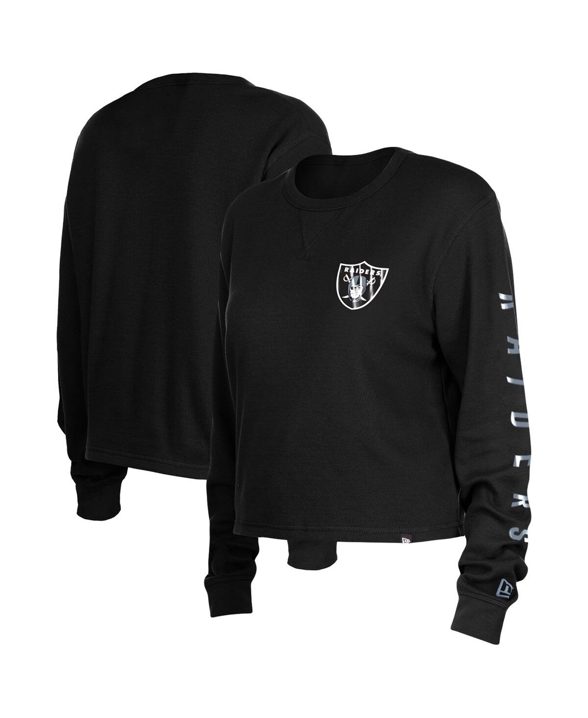 NEW ERA WOMEN'S NEW ERA BLACK LAS VEGAS RAIDERS THERMAL CROP LONG SLEEVE T-SHIRT 