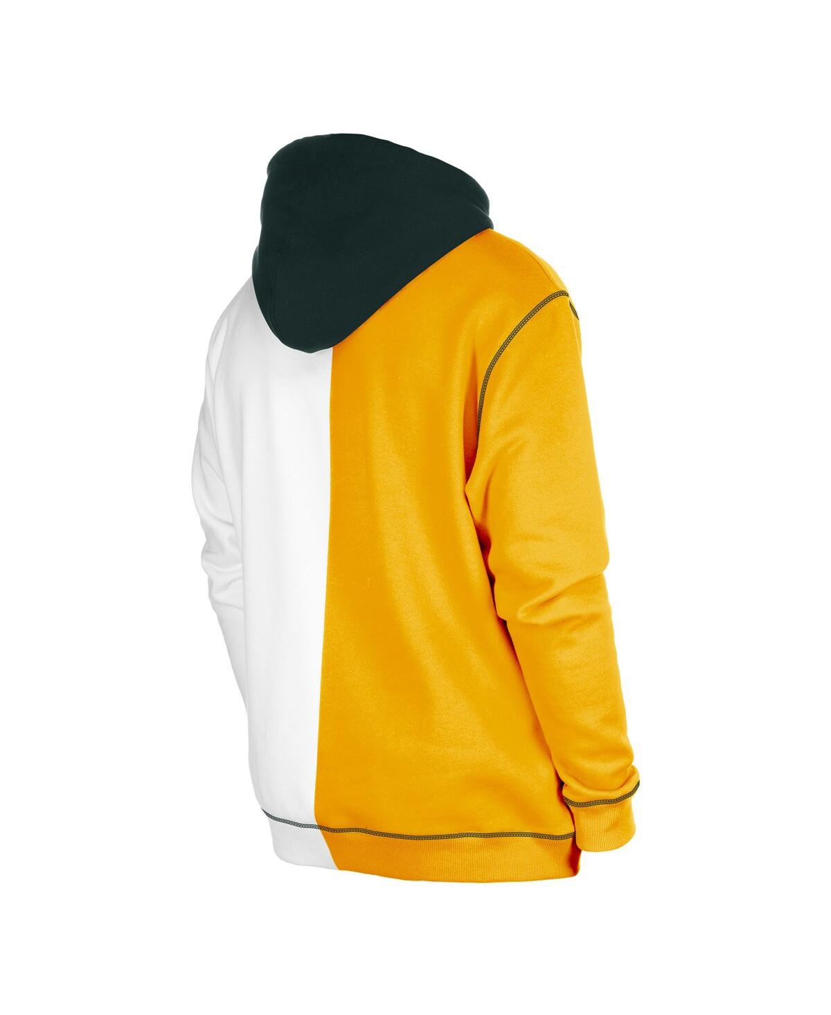 NEW ERA MEN'S NEW ERA GOLD, WHITE GREEN BAY PACKERS THIRD DOWN SPLIT RAGLAN PULLOVER HOODIE 