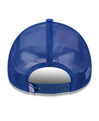 Men's White, Royal New York Giants Stacked A-Frame Trucker 9FORTY Adjustable Hat