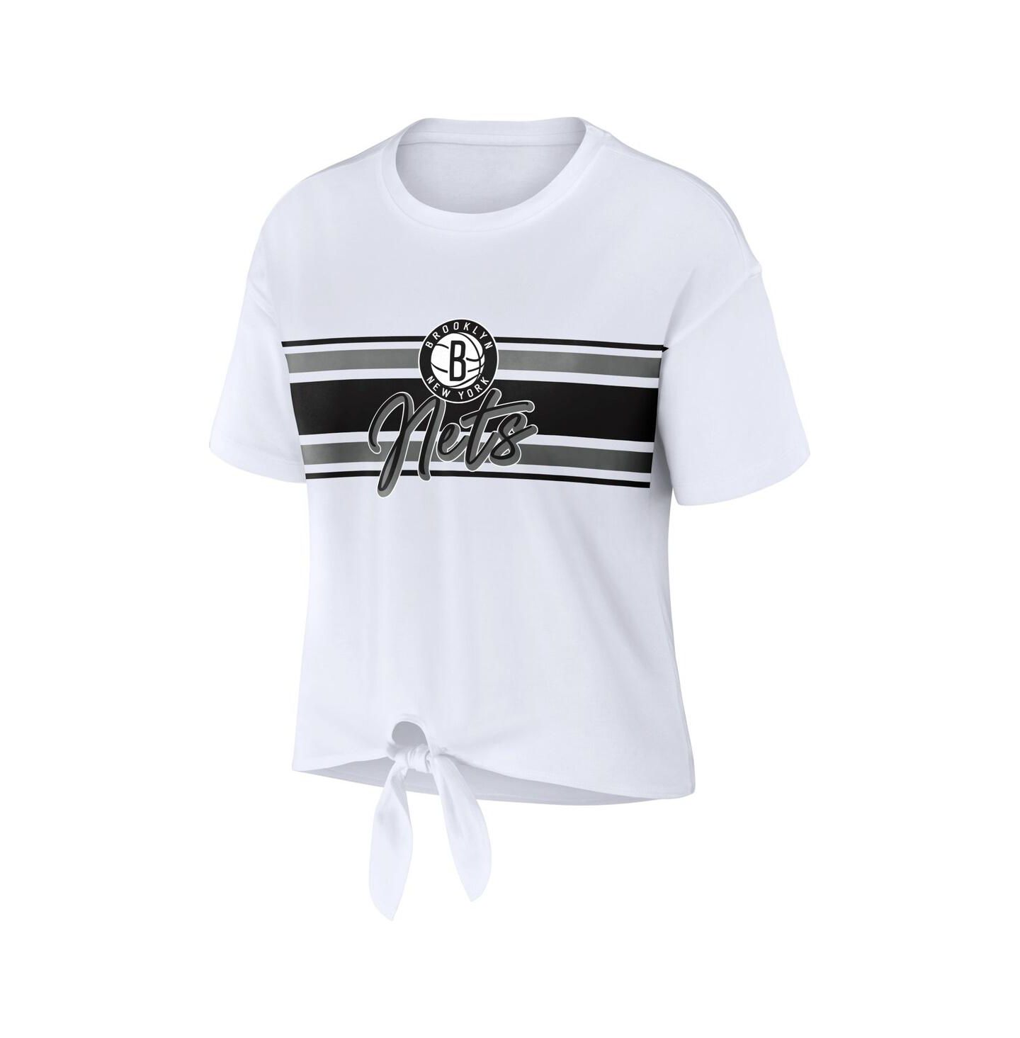 Женская футболка WEAR by Erin Andrews White Brooklyn Nets Tie-Front — фото 2