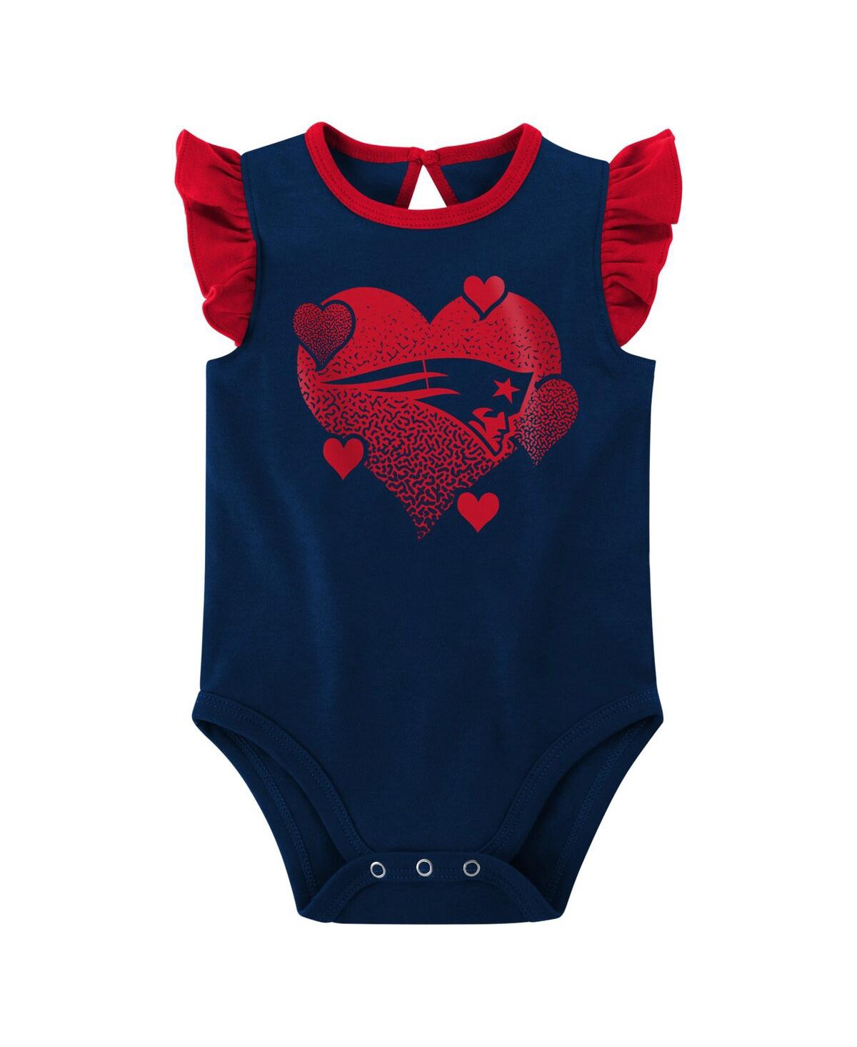 Shop Outerstuff Baby Girls Navy, Red New England Patriots Spread The Love 2-pack Bodysuit Set In Navy,red