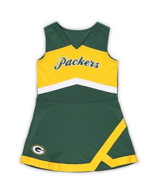 Little Girls Green Green Bay Packers Two-Piece Cheer Captain Jumper Dress with Bloomers Set