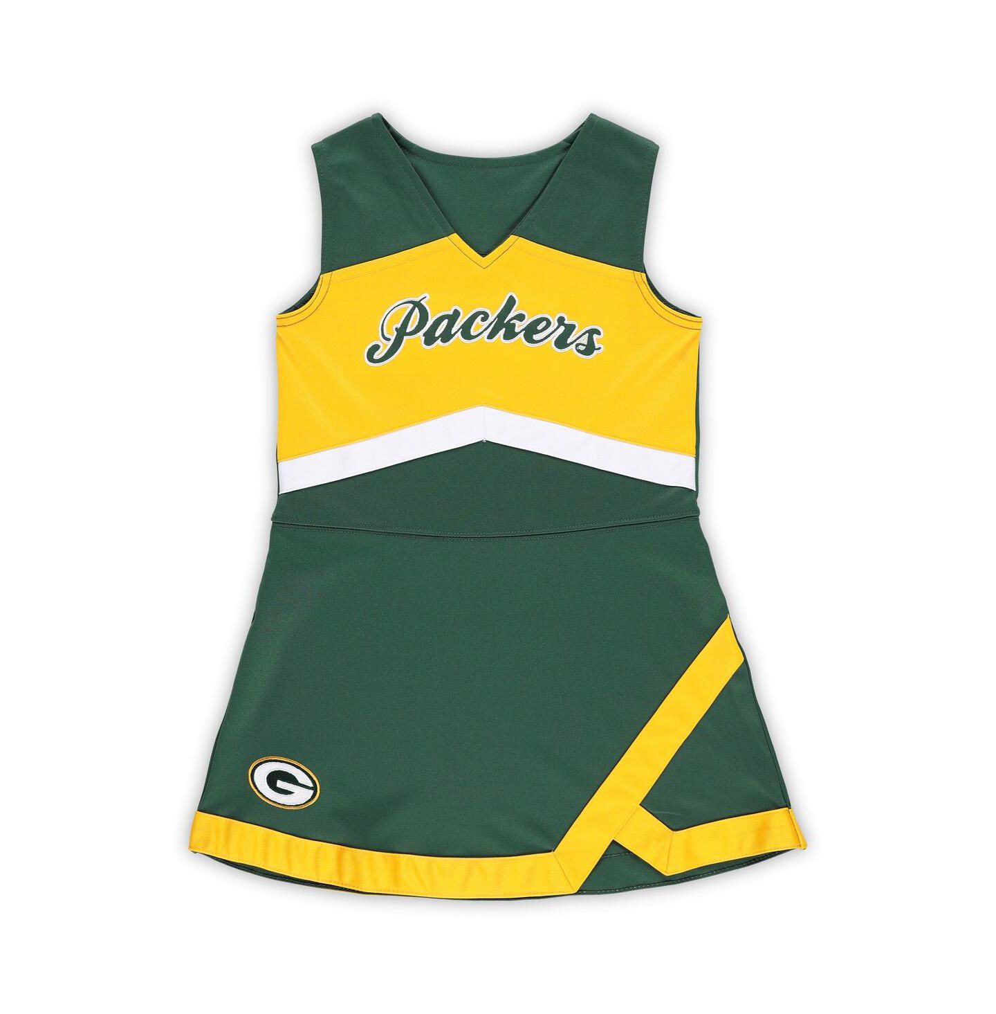 Платья Outerstuff Green Green Bay Packers Two-Piece Cheer Captain Jumper Dress with Bloomers Set для девочек — фото 4