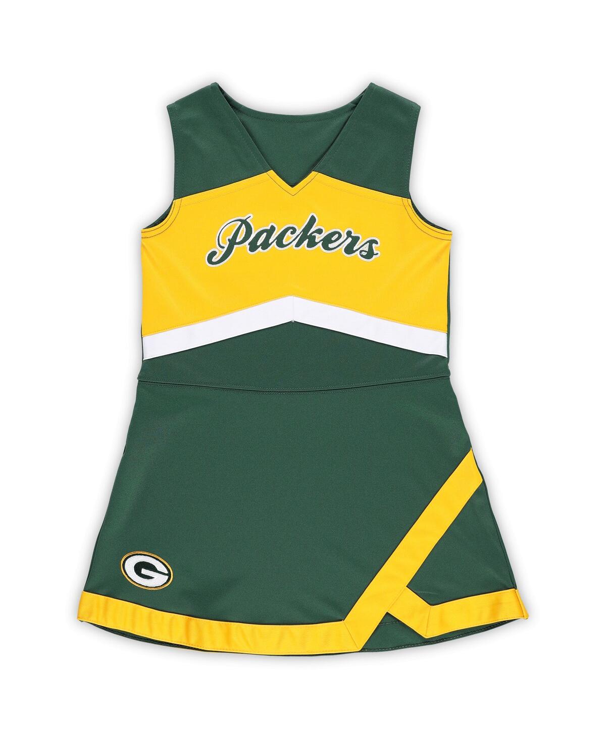 Outerstuff Little Girls Green Green Bay Packers Two-piece Cheer Captain Jumper Dress With Bloomers Set In Green