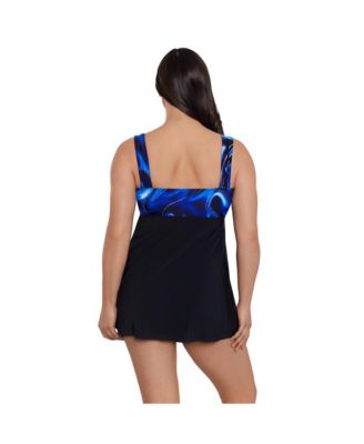 Women's Infinite Shine Tie Front Long Torso Swim Dress