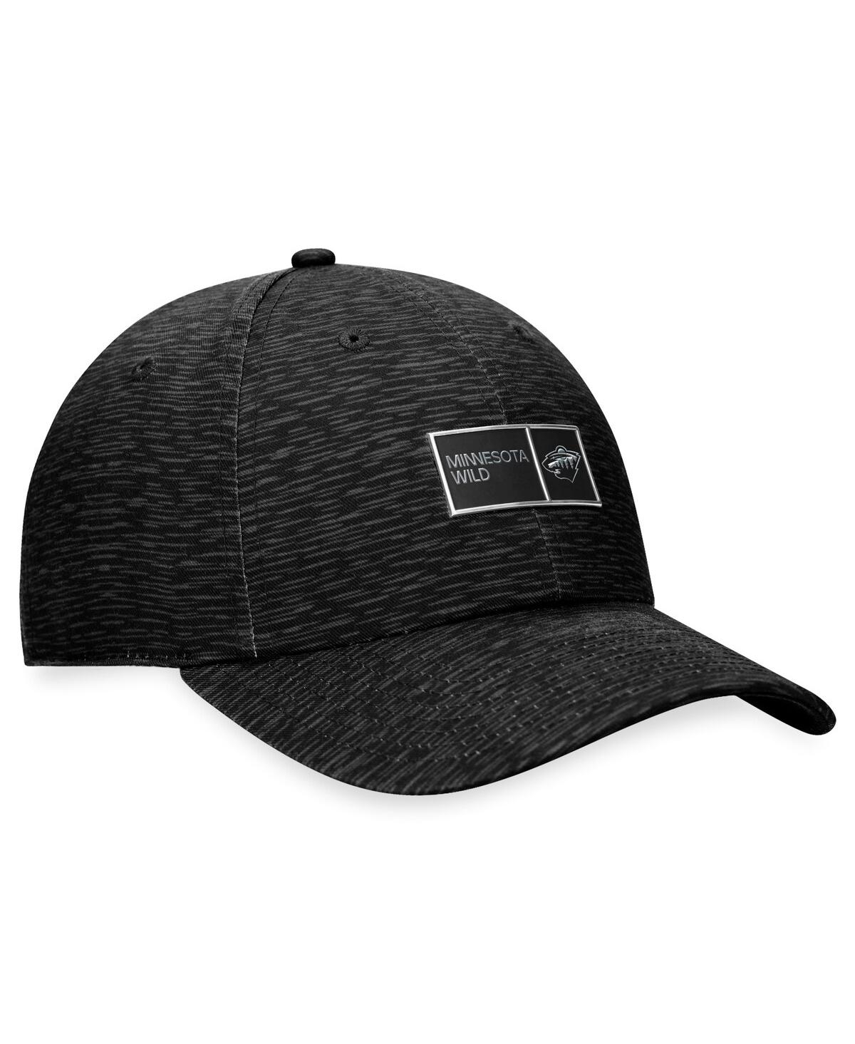 Shop Fanatics Men's  Black Minnesota Wild Authentic Pro Road Adjustable Hat
