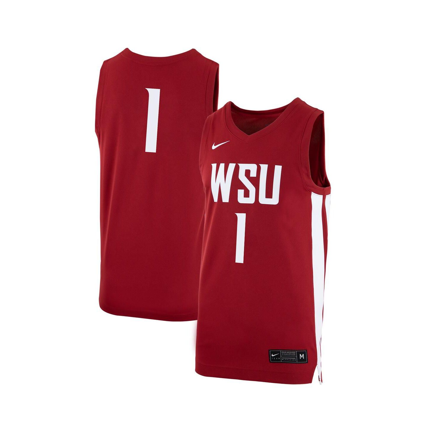 Мужской топ Nike #1 Crimson Washington State Cougars Logo Replica Basketball Jersey — фото 1