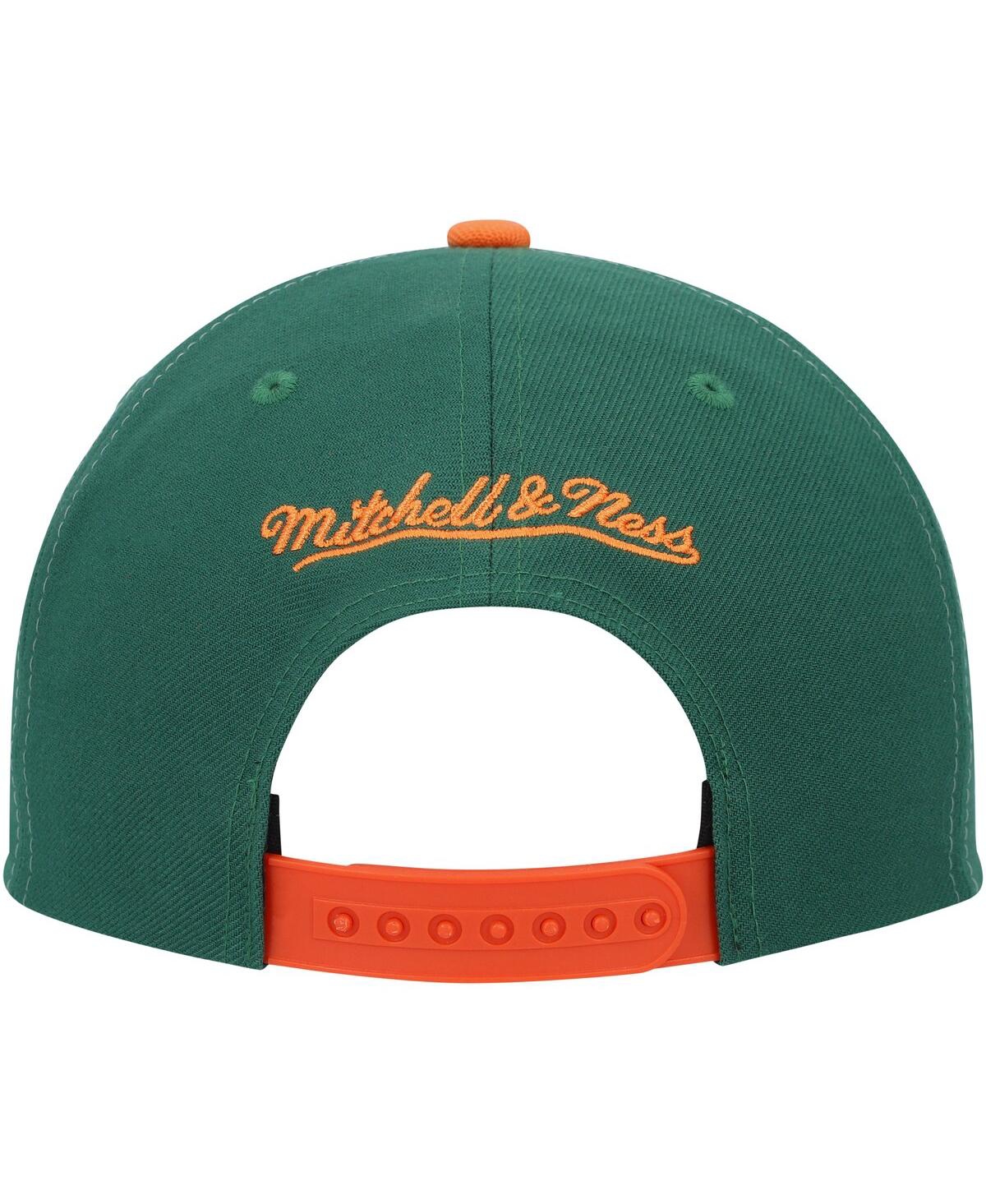 Men's Mitchell & Ness Green Miami Hurricanes Sharktooth Snapback Hat - Green