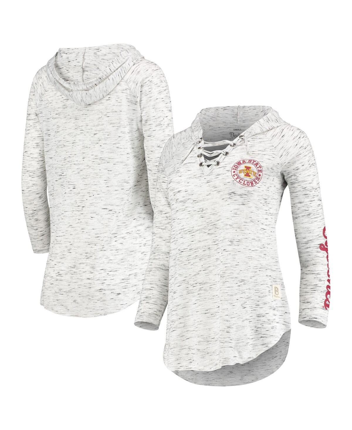 Shop Pressbox Women's  Gray Iowa State Cyclones Space Dye Lace-up V-neck Long Sleeve T-shirt