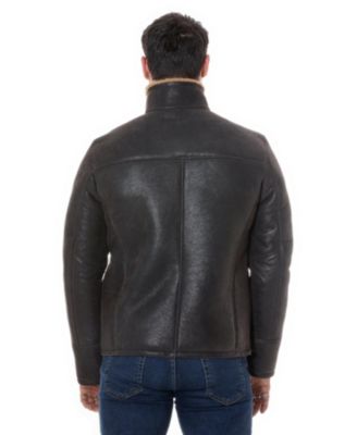 Men's Shearling Casual Jacket, Vintage Like Brown with Ginger Curly Wool