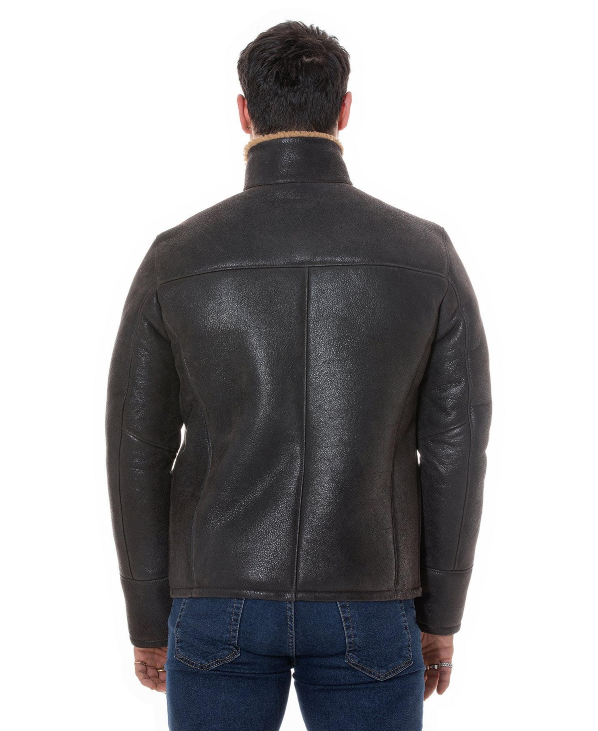 Furniq Uk Men's Shearling Casual Jacket, Vintage Likewith Ginger Curly Wool - Brown