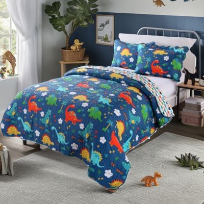100% Cotton Kids Quilt Dinosaur Bedspread Set for Teens Girls Bedding - Full