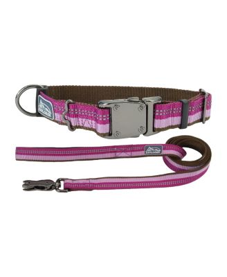 K9 Explorer by Dog Leash Set - Reflective Adjustable Dog Collar (5/8" x 8"–12") & Reflective Dog Leash with Scissor Snap (5/8" x 6') - Orchid