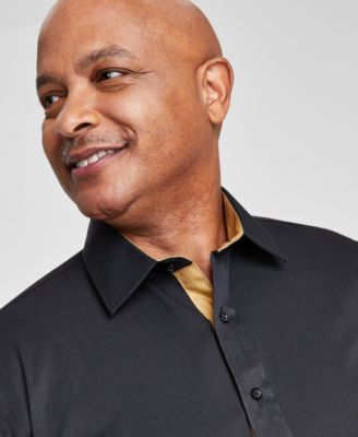 Men's Slim-Fit Gold Trim Solid Dress Shirt