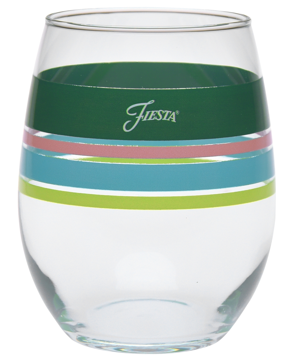 Shop Fiesta Tropical Edgeline 15-ounce Stemless Wine Glass Set Of 4 In Jade,peony,turquoise And Lemongrass