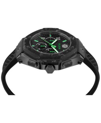 Men's Chronograph Black Silicone Strap Watch 46mm