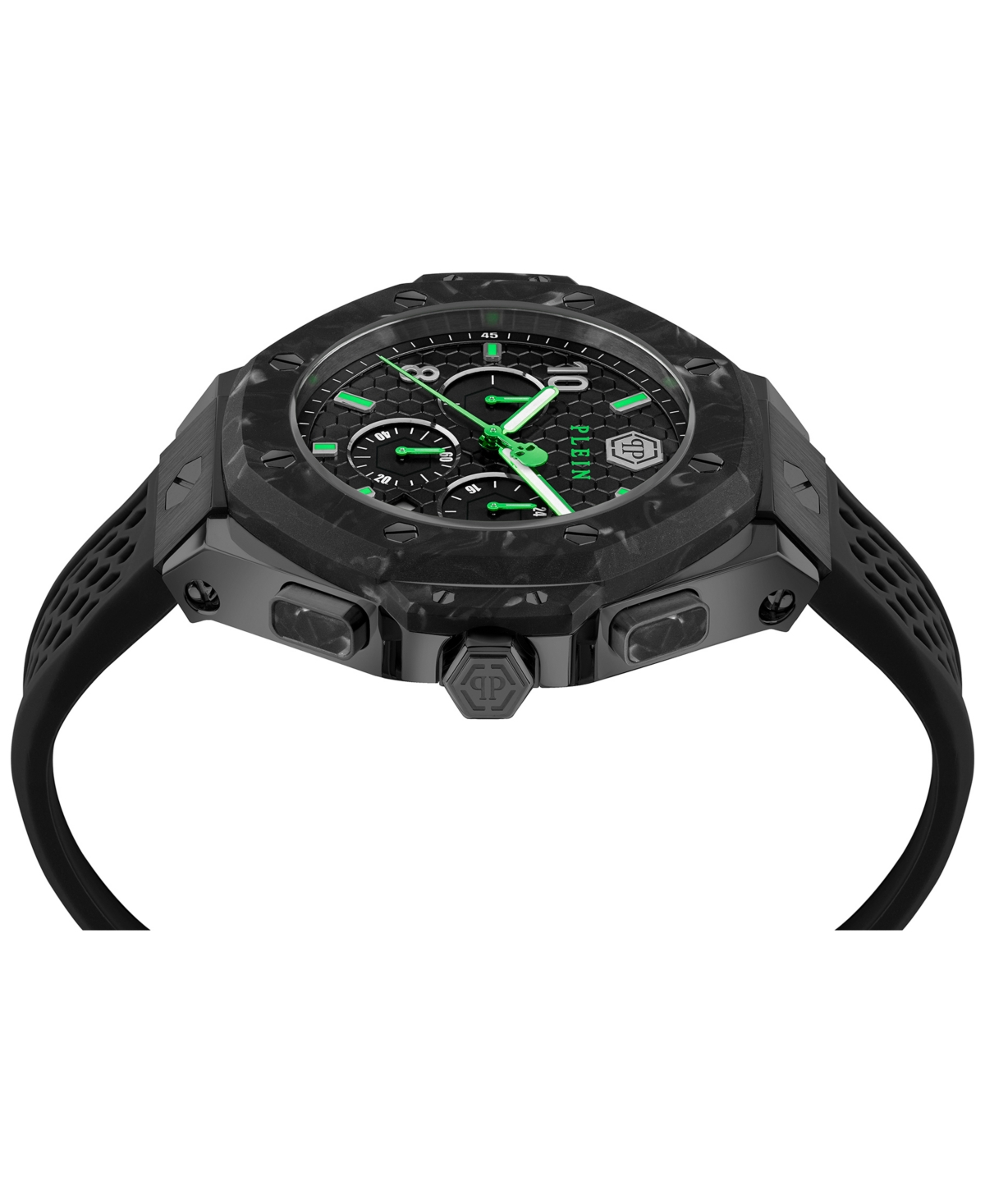 Philipp Plein Plein Chrono Royal Silicone Watch In Black