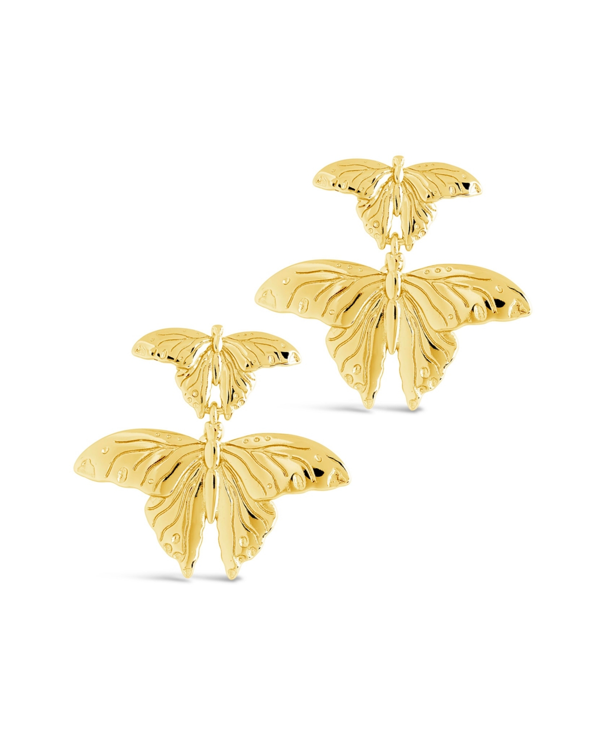 Sterling ForeverTone or Silver-Tone Butterfly Rowena Drop Studs - Gold