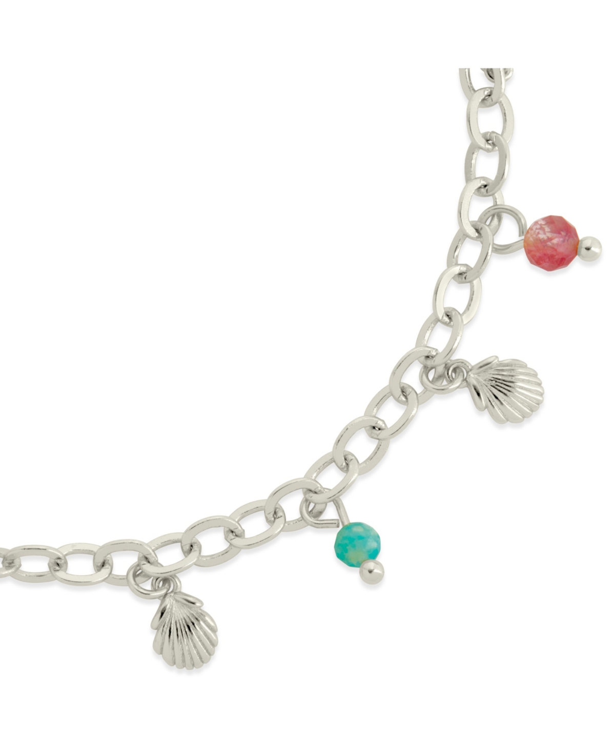 Sterling Forever Gold-Tone orTone Cultured Pearl And Glass Bead Charm Truvy Anklet - Silver