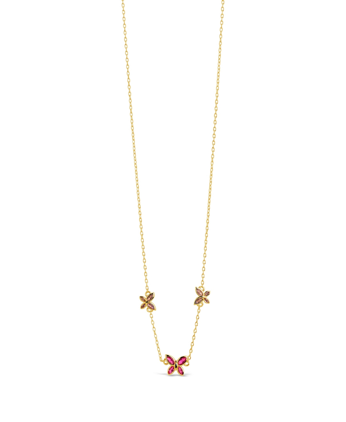 Shop Sterling Forever Silver-tone Or Gold-tone Pink Cubic Zirconia Butterfly Charm Caria Necklace