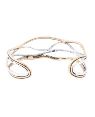 Fresh Genuine Bronze and Sterling Silver Abstract Cuff Bracelet