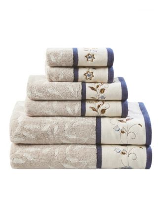 Cotton 6-Pc. Embroidered Serene Jacquard Towel Set