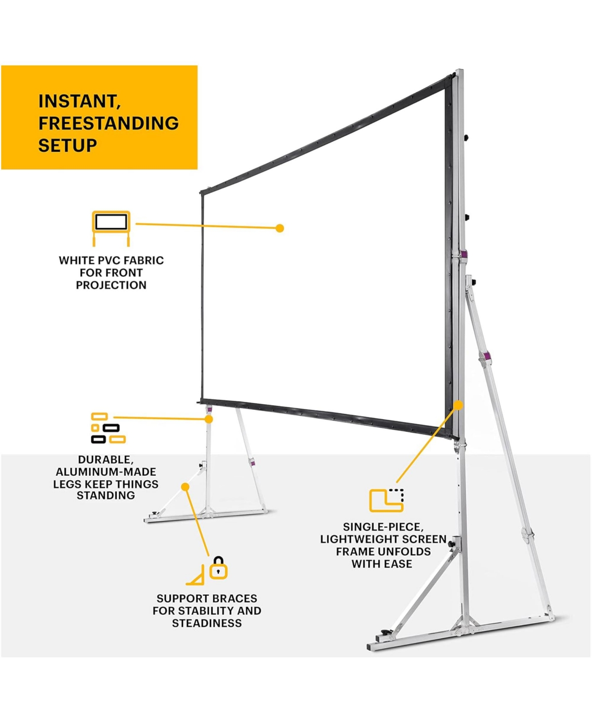 Kodak Projector Screen w/Stand, Fast Fold Front Projection Screen
