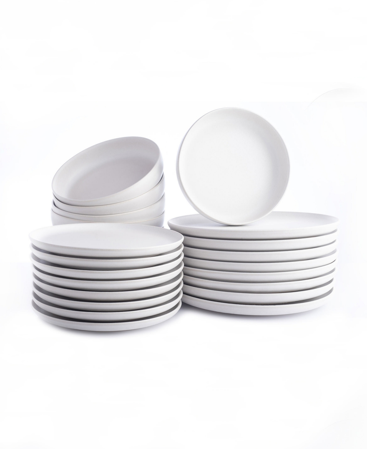 Porto by Stone Lain Macchio Stoneware Full Dinnerware Set, 24 Pcs, Service for 8 - White Matte
