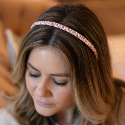 Thin Floral Headband - Red