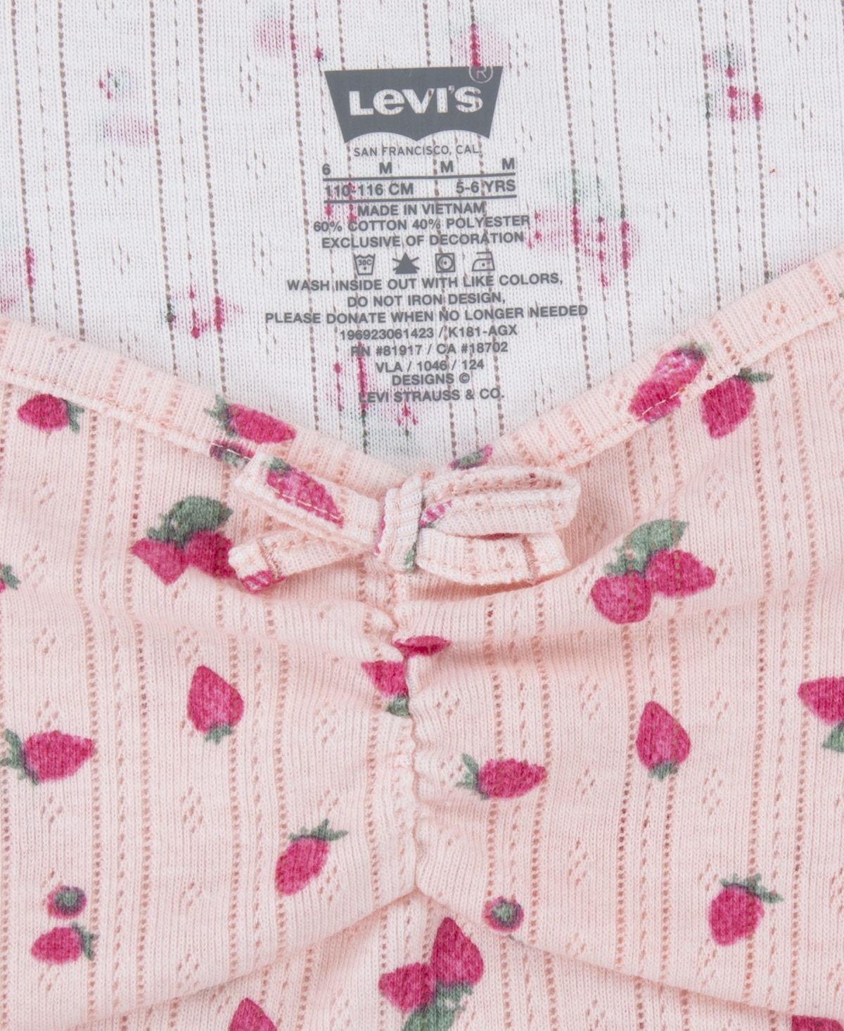 Levi's Little Girls Ribbed Ditsy Cap Sleeve Top
