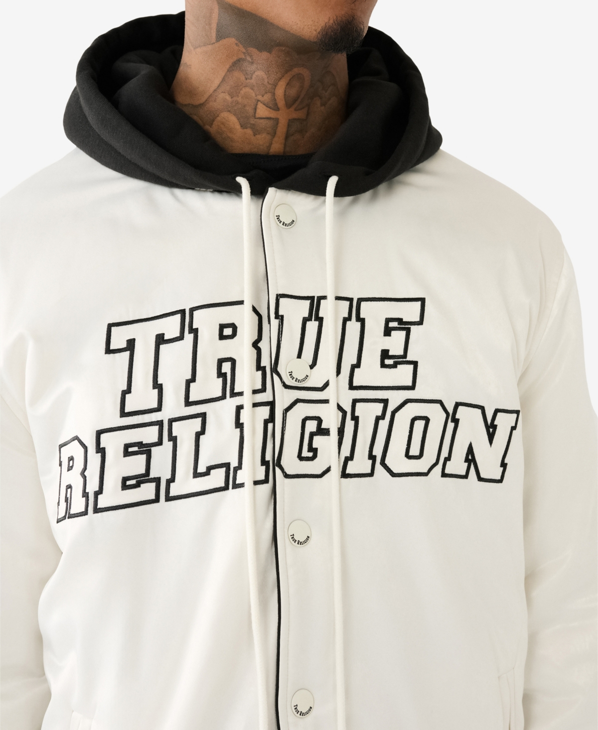 Shop True Religion Men's Reversible Bomber Jacket In Jet Black,winter White