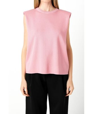 Women's Glitter Power Shoulder Knit Top