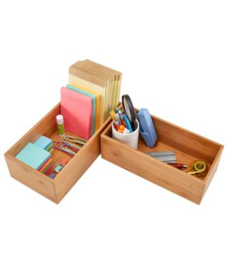 Bamboo 5-Piece Storage Bin Organizer Box Set