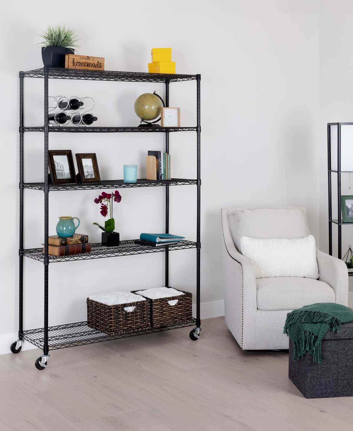 Seville Classics Ultradurable 5-tier Nsf Steel Wire Shelving, 48" W X 18" D X 75" H In Black