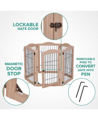 Freestanding Dog Gates, 6-Panel Extension - Walnut