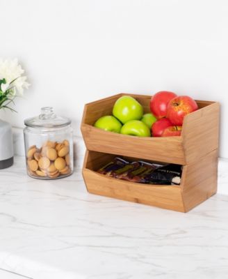 2-Piece Stackable Bamboo Bin Set